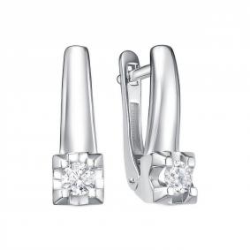 Серьги из белого золота КЮЗ Del'ta DБР122799б с бриллиантом DБР122799б фото
