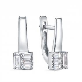 Серьги из белого золота КЮЗ Del'ta DБР122802б с бриллиантом DБР122802б фото