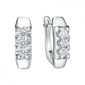 Серьги из белого золота КЮЗ Del'ta DБР122806б с бриллиантом DБР122806б фото