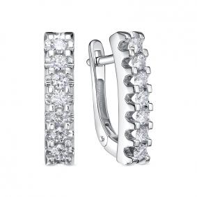 Серьги из белого золота КЮЗ Del'ta DБР122807б с бриллиантом DБР122807б фото