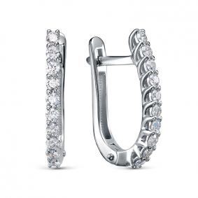 Серьги из белого золота КЮЗ Del'ta DБР122815б с бриллиантом DБР122815б фото