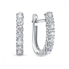 Серьги из белого золота КЮЗ Del'ta DБР122823б с бриллиантом DБР122823б фото