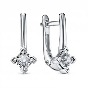 Серьги из белого золота КЮЗ Del'ta DБР122842б с бриллиантом DБР122842б фото
