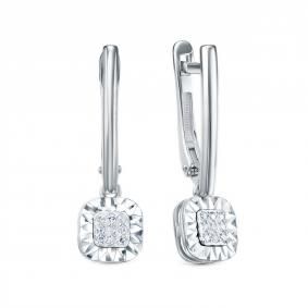 Серьги из белого золота КЮЗ Del'ta DБР122873б с бриллиантом DБР122873б фото