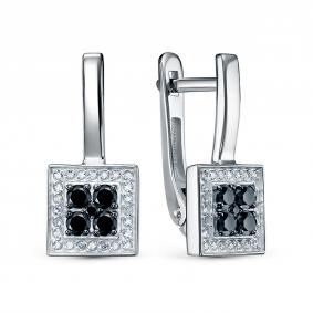 Серьги из белого золота КЮЗ Del'ta DБР122902б с бриллиантом DБР122902б фото