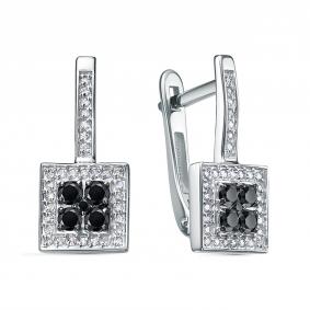 Серьги из белого золота КЮЗ Del'ta DБР122904б с бриллиантом DБР122904б фото