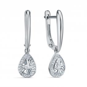 Серьги из белого золота КЮЗ Del'ta DБР122919б с бриллиантом DБР122919б фото