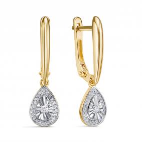 Серьги из лимонного золота КЮЗ Del'ta DБР122919л с бриллиантом DБР122919л фото