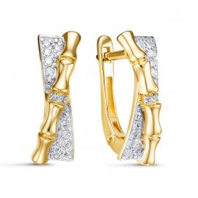 Серьги из лимонного золота КЮЗ Del'ta DБР122922л с бриллиантом DБР122922л фото