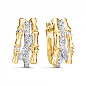 Серьги из лимонного золота КЮЗ Del'ta DБР122933л с бриллиантом DБР122933л фото