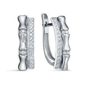 Серьги из белого золота КЮЗ Del'ta DБР122934б с бриллиантом DБР122934б фото