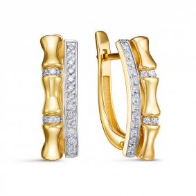 Серьги из лимонного золота КЮЗ Del'ta DБР122934л с бриллиантом DБР122934л фото