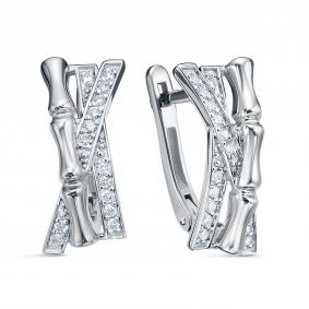 Серьги из белого золота КЮЗ Del'ta DБР122937б с бриллиантом DБР122937б фото
