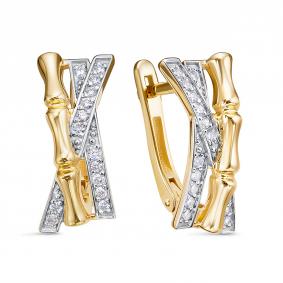 Серьги из лимонного золота КЮЗ Del'ta DБР122937л с бриллиантом DБР122937л фото