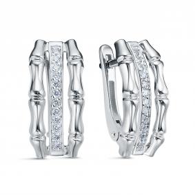 Серьги из белого золота КЮЗ Del'ta DБР122941б с бриллиантом DБР122941б фото