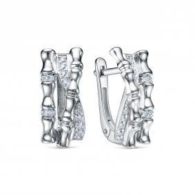 Серьги из белого золота КЮЗ Del'ta DБР122946б с бриллиантом DБР122946б фото
