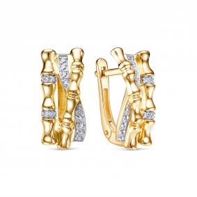 Серьги из лимонного золота КЮЗ Del'ta DБР122946л с бриллиантом DБР122946л фото