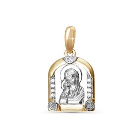 Золотая подвеска-иконка Божией Матери Владимирская КЮЗ Del'ta с бриллиантом DБР130023 DБР130023 фото