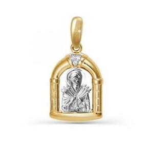 Золотая подвеска-иконка Божией Матери Семистрельная КЮЗ Del'ta с бриллиантом DБР130300 DБР130300 фото