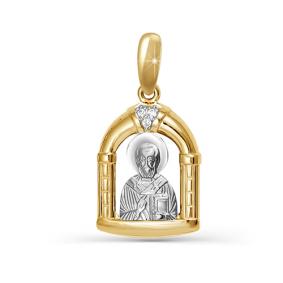 Золотая подвеска-иконка Святитель Николай Чудотворец КЮЗ Del'ta с бриллиантом DБР130304 DБР130304 фото