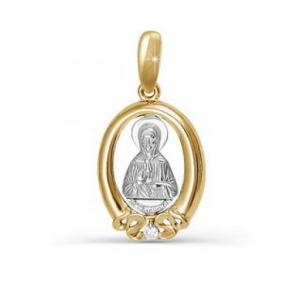 Золотая подвеска-иконка Святая блаженная Матрона КЮЗ Del'ta с бриллиантом DБР130309 DБР130309 фото
