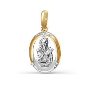 Золотая подвеска-иконка Божией Матери Семистрельная КЮЗ Del'ta с бриллиантом DБР130312 DБР130312 фото