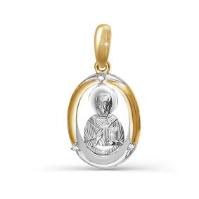 Золотая подвеска-иконка Святитель Николай Чудотворец КЮЗ Del'ta с бриллиантом DБР130316 DБР130316 фото