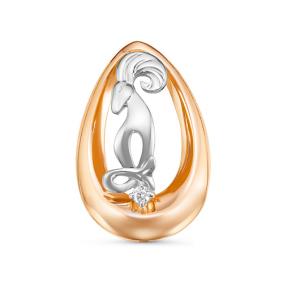 Золотая подвеска Знак зодиака Овен КЮЗ Del'ta с бриллиантом DБР135547 DБР135547 фото