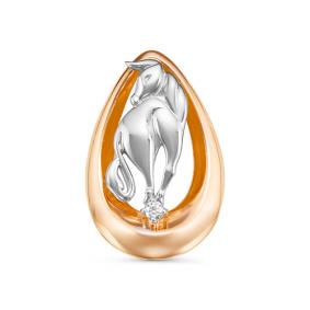 Золотая подвеска Знак зодиака Телец КЮЗ Del'ta с бриллиантом DБР135548 DБР135548 фото