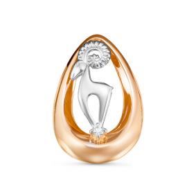 Золотая подвеска знак зодиака Овен КЮЗ Del'ta с бриллиантом DБР135550 DБР135550 фото