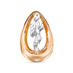 Золотая подвеска Знак зодака Рыбы КЮЗ Del'ta с бриллиантом DБР135555 DБР135555 фото