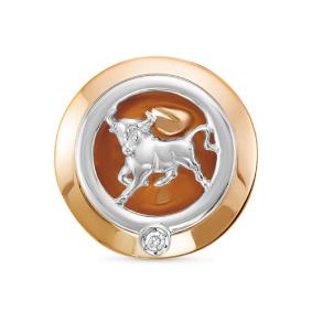 Золотая подвеска Знак зодиака Телец КЮЗ Del'ta с бриллиантом DБР135589 DБР135589 фото