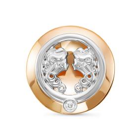 Золотая подвеска Знак зодиака Близнецы КЮЗ Del'ta с бриллиантом DБР135590 DБР135590 фото