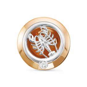 Золотая подвеска Знак зодиака Рак КЮЗ Del'ta с бриллиантом DБР135591 DБР135591 фото