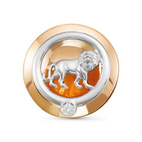 Золотая подвеска Знак зодиака Лев КЮЗ Del'ta с бриллиантом DБР135592 DБР135592 фото