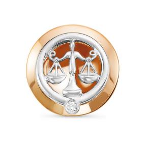 Золотая подвеска Знак зодиака Весы КЮЗ Del'ta с бриллиантом DБР135594 DБР135594 фото