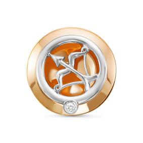 Золотая подвеска знак зодиака Стрелец КЮЗ Del'ta с бриллиантом DБР135596 DБР135596 фото