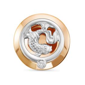 Золотая подвеска Знак зодиака Рыбы КЮЗ Del'ta с бриллиантом DБР135599 DБР135599 фото