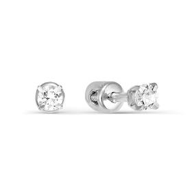 Серьги из белого золота КЮЗ Del'ta DБР150018 с бриллиантом DБР150018 фото