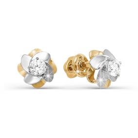 Золотые серьги КЮЗ Del'ta DБР150055 с бриллиантом DБР150055 фото