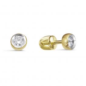 Серьги из лимонного золота КЮЗ Del'ta DБР150099рл с бриллиантом DБР150099рл фото