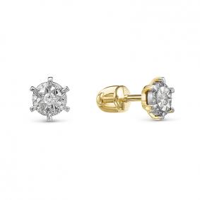 Серьги из лимонного золота КЮЗ Del'ta DБР150114рл с бриллиантом DБР150114рл фото