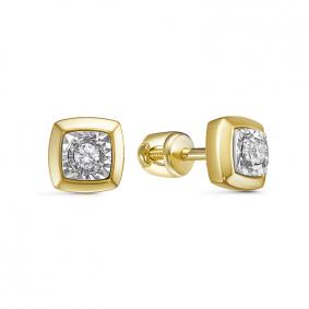 Серьги из лимонного золота КЮЗ Del'ta DБР150124рл с бриллиантом DБР150124рл фото