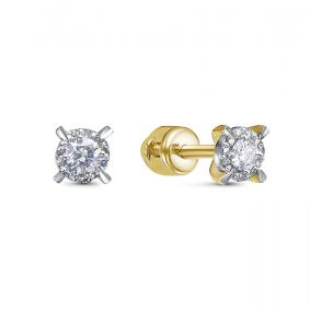 Серьги из лимонного золота КЮЗ Del'ta DБР150128рл с бриллиантом DБР150128рл фото