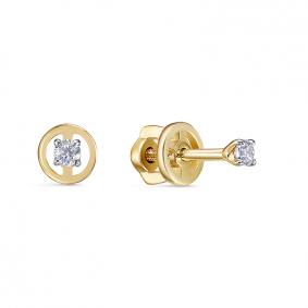 Серьги из лимонного золота КЮЗ Del'ta DБР150153л с бриллиантом DБР150153л фото