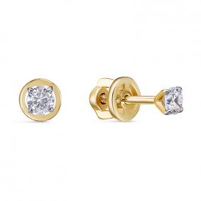 Серьги из лимонного золота КЮЗ Del'ta DБР150155л с бриллиантом DБР150155л фото