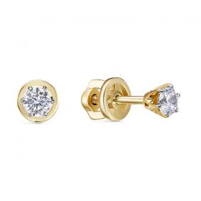 Серьги из лимонного золота КЮЗ Del'ta DБР150157л с бриллиантом DБР150157л фото