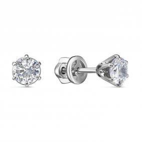 Серьги из белого золота КЮЗ Del'ta DБР150160б с бриллиантом DБР150160б фото