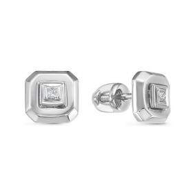 Серьги из белого золота КЮЗ Del'ta DБР150414рб с бриллиантом DБР150414рб фото