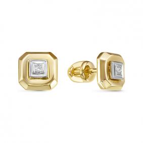 Серьги из лимонного золота КЮЗ Del'ta DБР150414рл с бриллиантом DБР150414рл фото